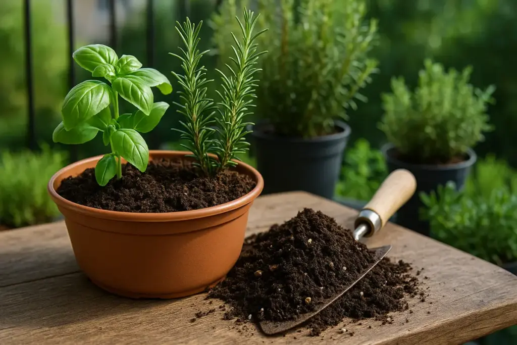 Terriccio per piante aromatiche da balcone: la miscela che migliora gusto e resistenza