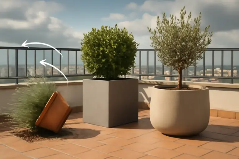 Quali fioriere scegliere per terrazzi ventosi? Scopri i modelli che evitano cadute e rotture