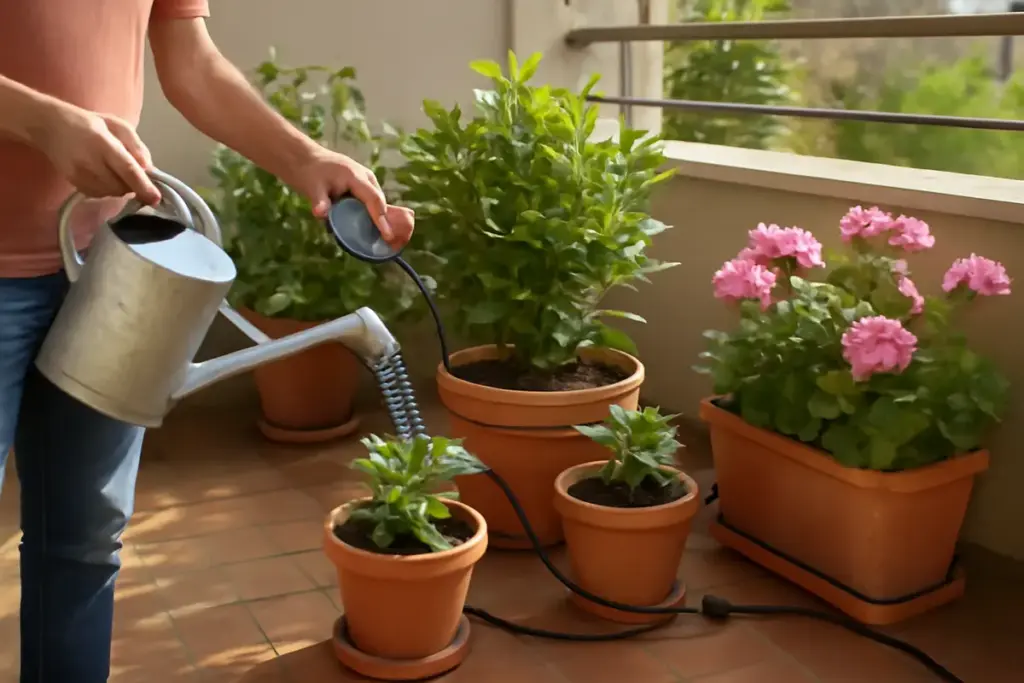 Irrigazione manuale o con timer? Il sistema più efficace per evitare stress alle piante da terrazzo